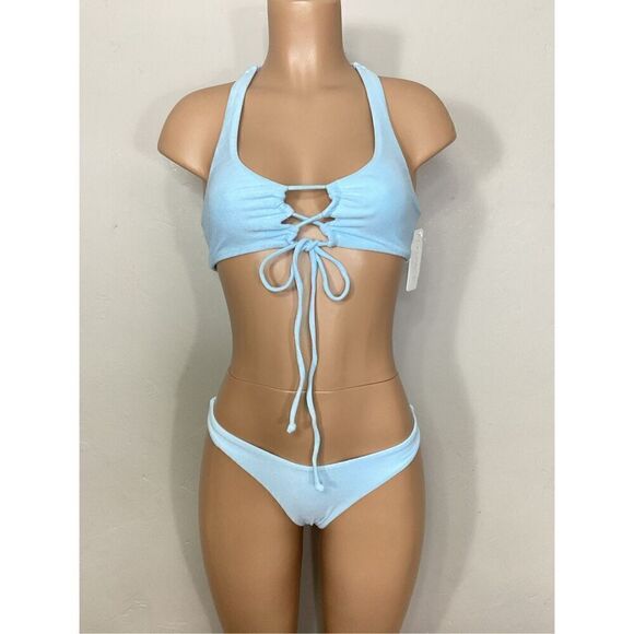 New. L*SPACE blue terry bikini set. M-top/S-bottom. Retails $209 - Picture 5 of 11